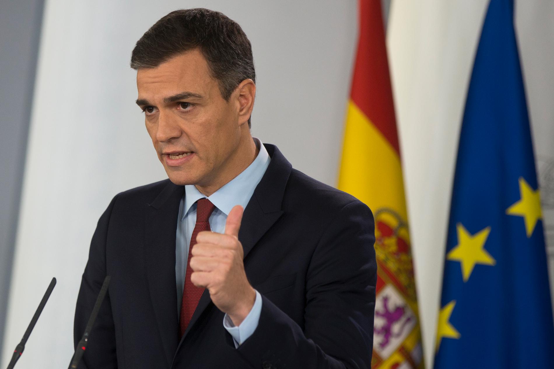 Premiärminister Pedro Sánchez meddelar att Spanien stödjer brexitavtalet sedan man fått garantier om Gibraltar.