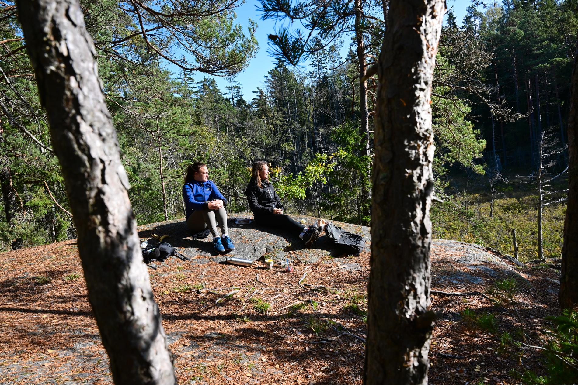 Bylsjöslingan är en av vandringslederna i Tyresta nationalpark söder om Stockholm. Therese Leijon och Frida Siwe tar igen sig vid Bylsjön.