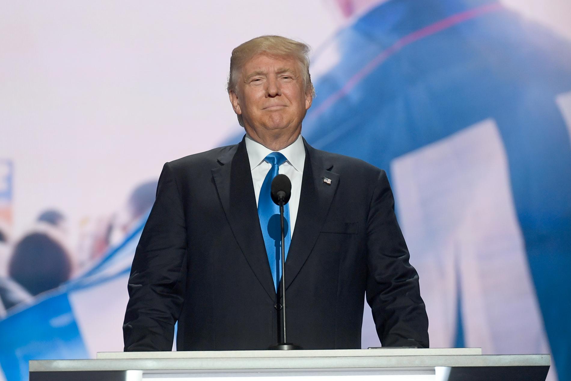 KANDIDATEN Donald Trump valdes till Republikanernas presidentkandidat vid partiets konvent Cleveland i juli.