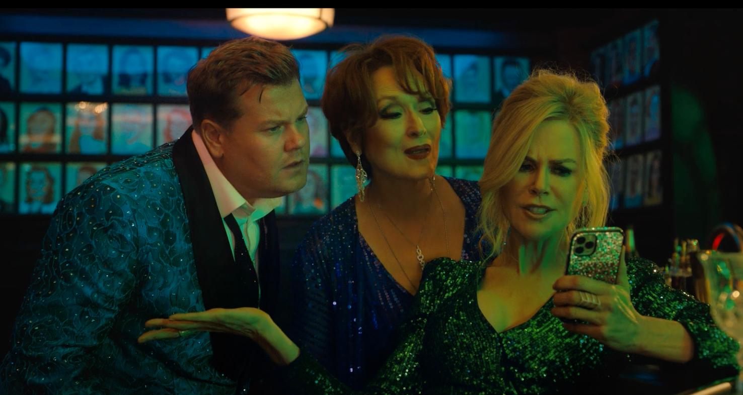 James Corden, Meryl Streep och Nicole Kidman i ”The prom”.