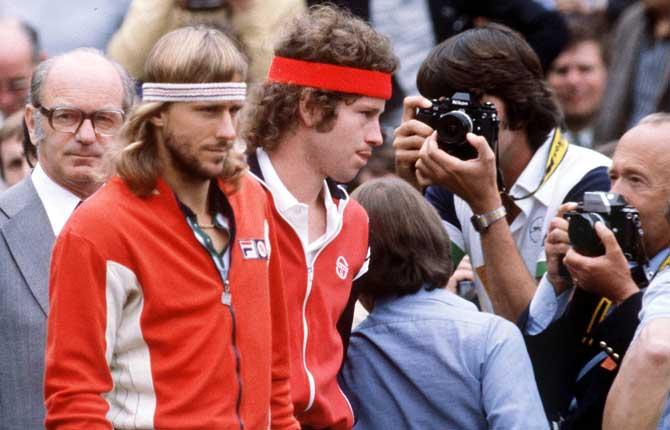 1980 Björn Borg och John McEnroe inför finalen 1980.