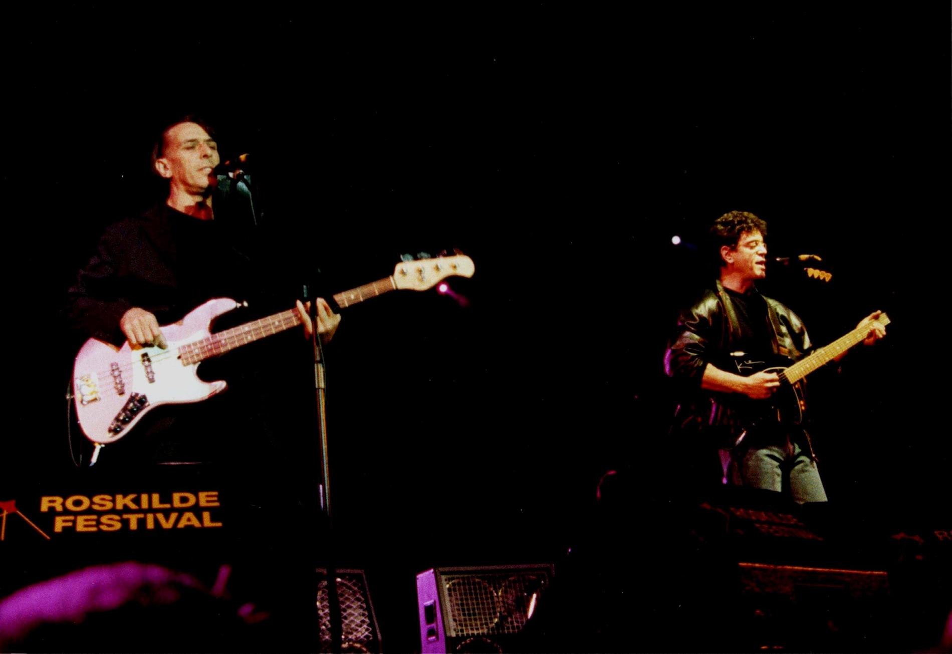 The Velvet Underground på Roskildefestivalen 1993. Lou Reed (till höger) och John Cale. Arkivbild.