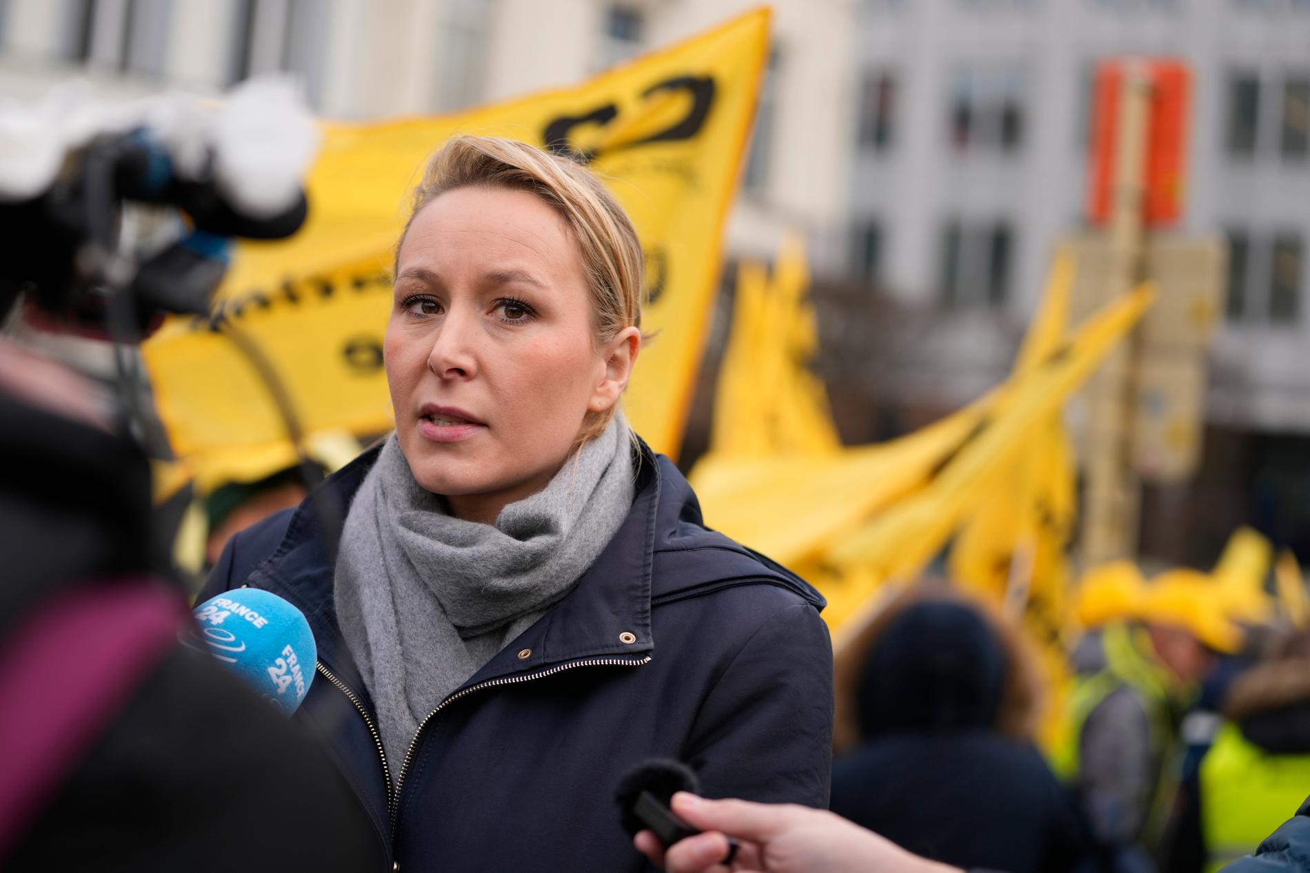 Marion Maréchal-Le Pen, viceordförande i franska ytterhögerpartiet Återerövring (Reconquête), deltog i en demonstration med franska jordbrukare i Bryssel den 24 januari. Arkivfoto.