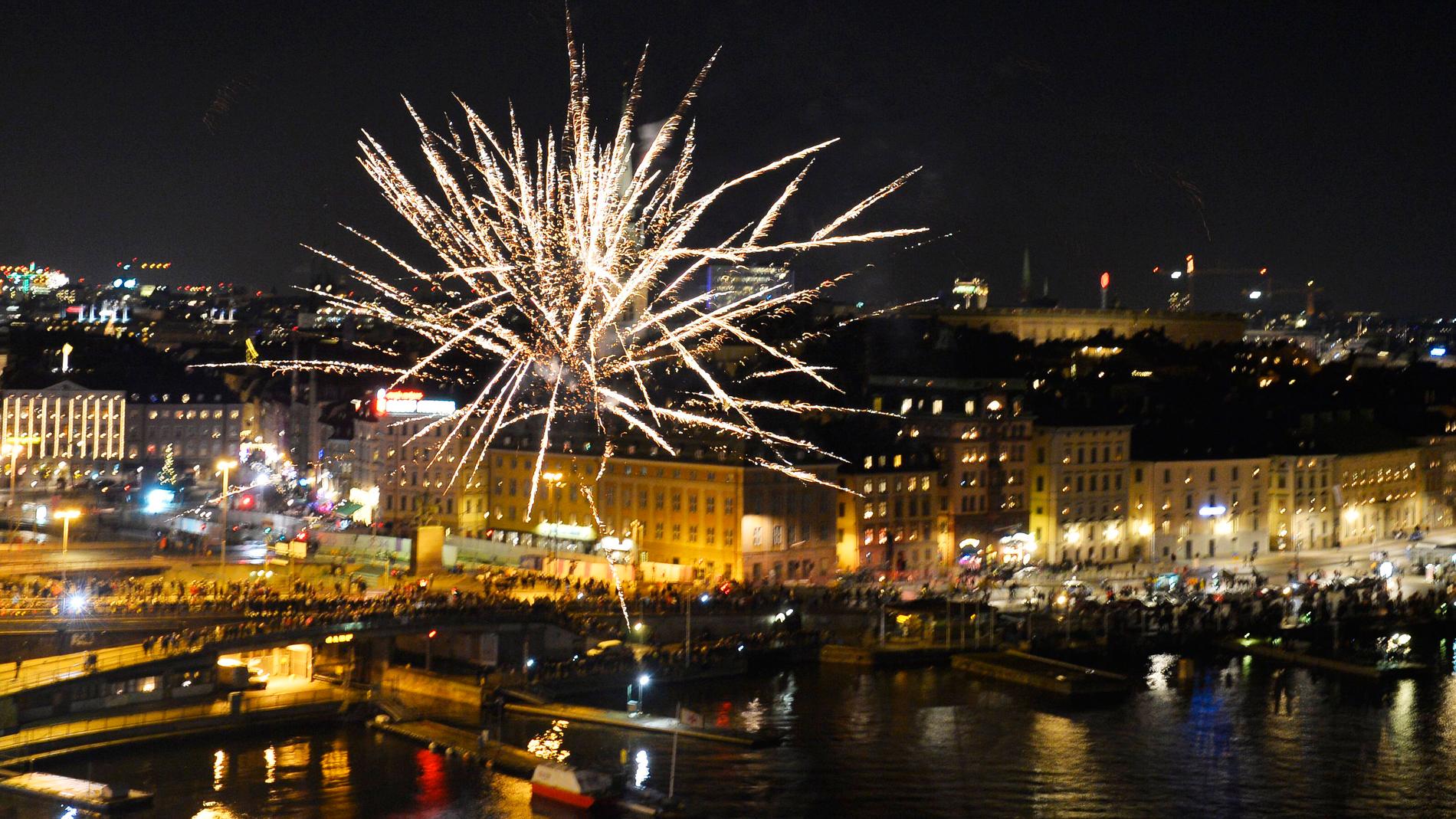 Det blev ett stökigt nyår i huvudstaden. Arkivbild från nyårsfirande i Stockholm 2013.