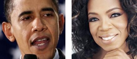 Barack Obama får draghjälp av Oprah Winfrey.
