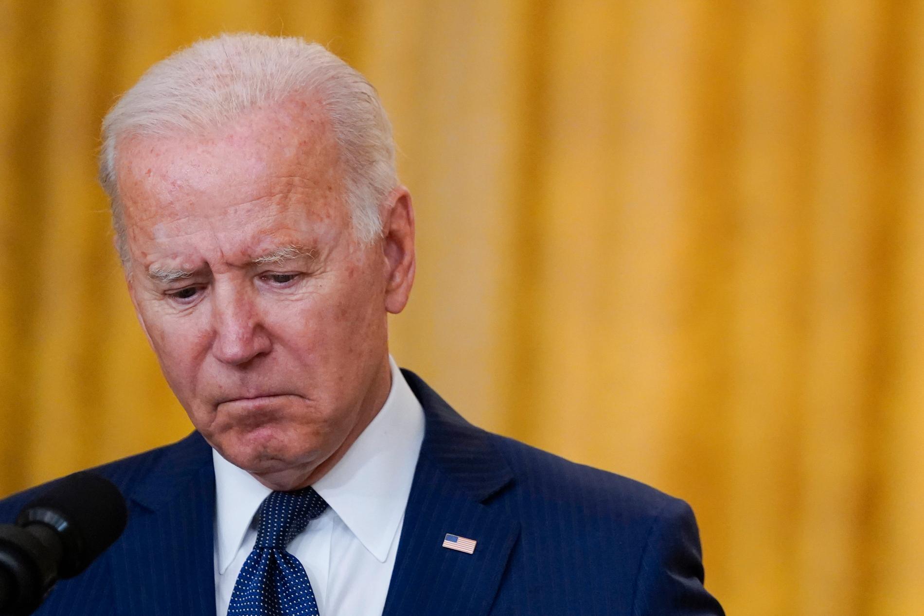 USA:s president Joe Biden under sin pressträff efter dådet i Kabul.