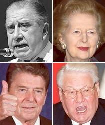 Alla inspirerades de av Friedman och hans privatiseringsdoktriner: Pinochet, Thatcher, Reagan och Jeltsin.