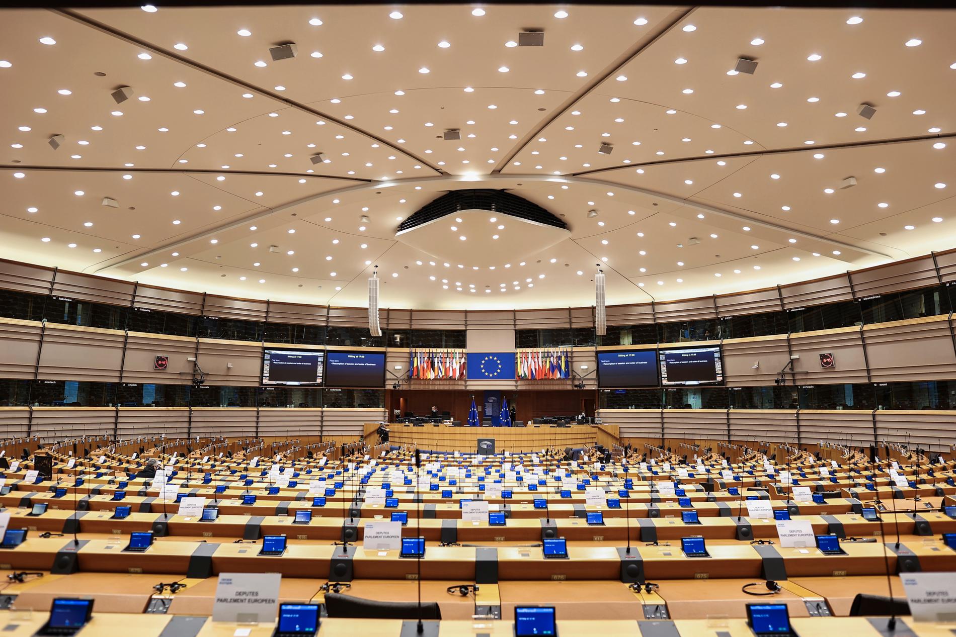 EU-parlamentets sessionssal i Bryssel. Arkivfoto.