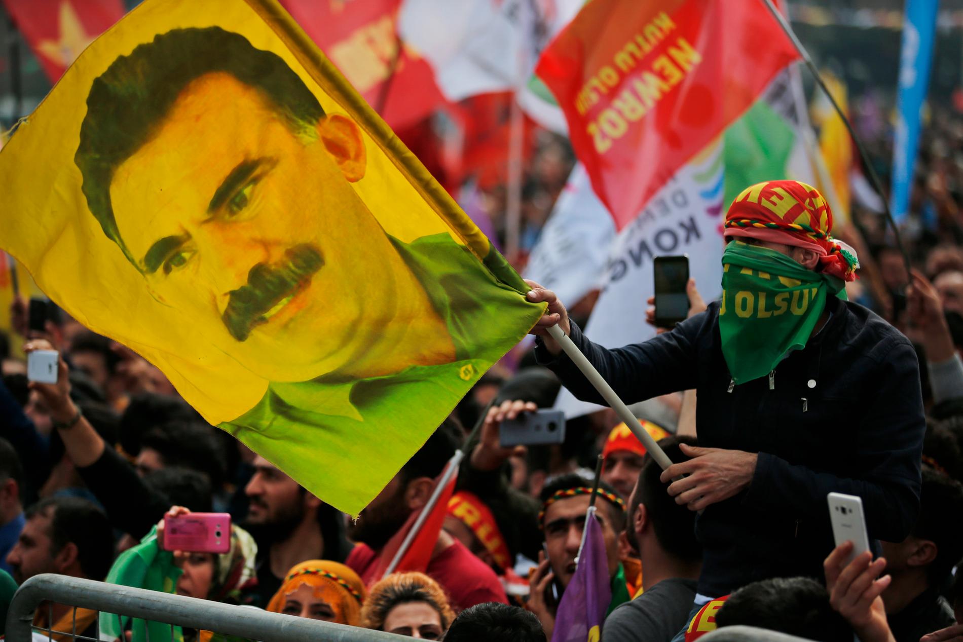 En demonstration tidigare i år till stöd för den fängslade PKK-ledaren Abdullah Öcalan. Arkivbild.