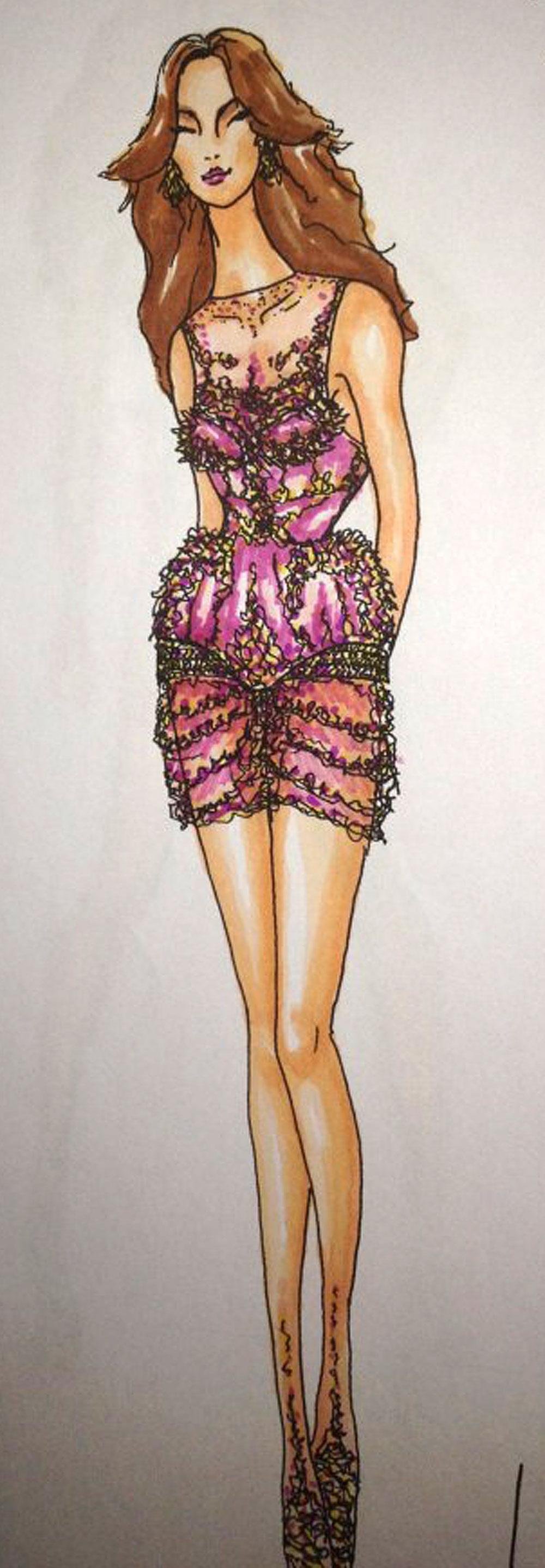 Perrelli kommer att vara klädd i en blingad klänning (bilden på skissen – hämtad från blogg.damernasvarld.se/charlotteperrelli).