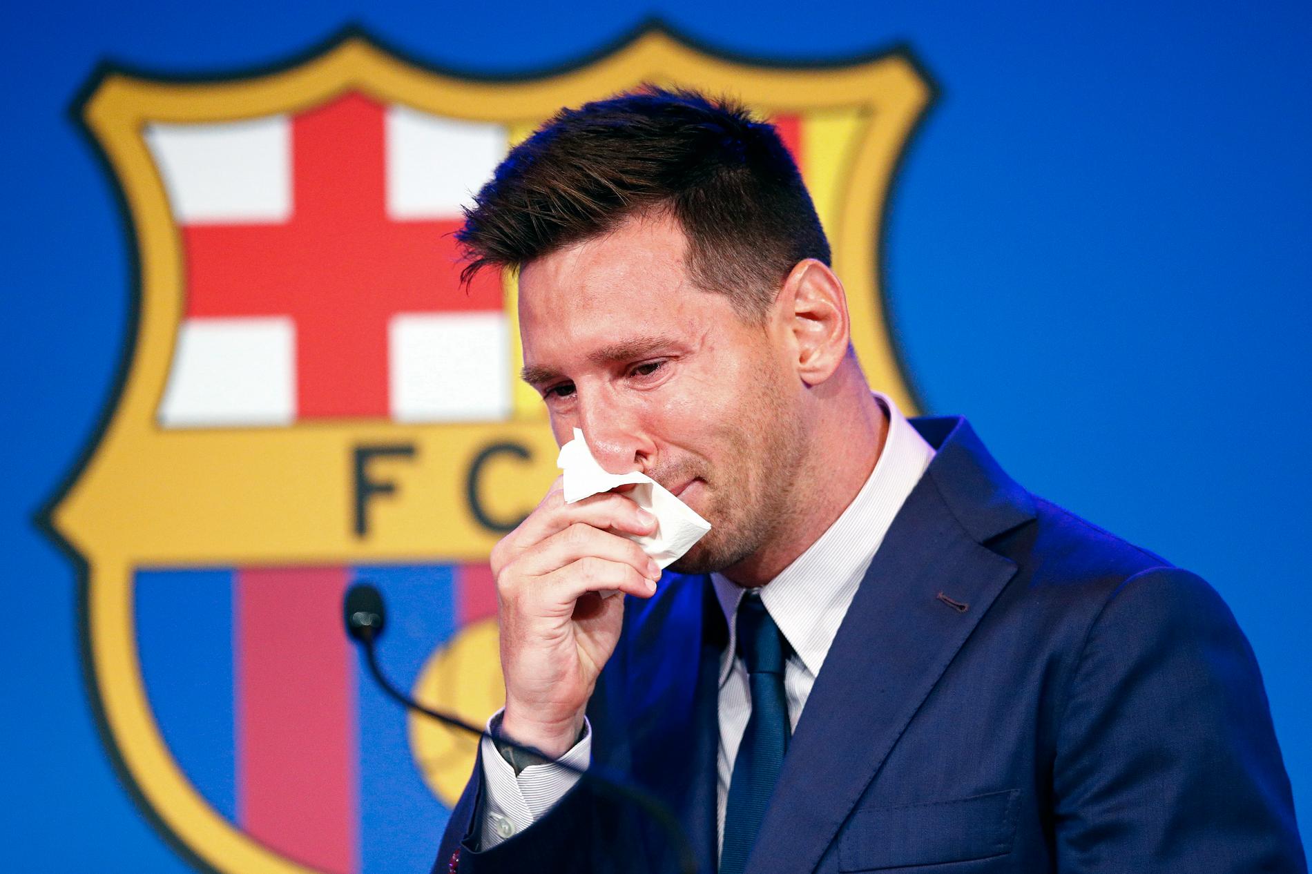 Messi när han lämnade Barcelona.