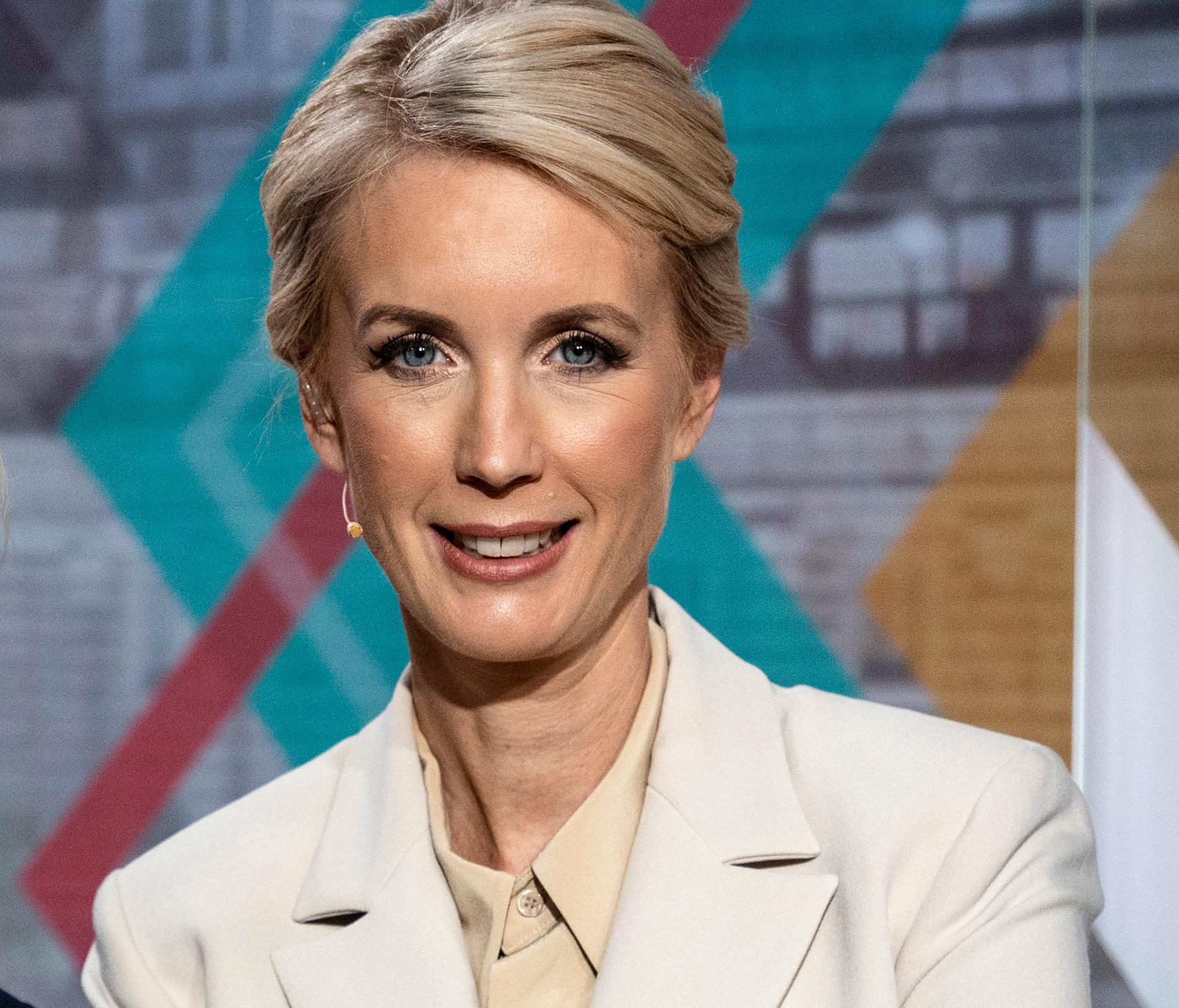 Jenny Strömstedt i TV4:s partiledarutfrågning hösten 2022.