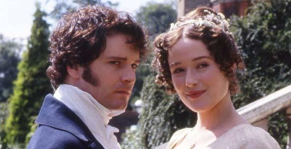 Colin Firth (mr Darcy) och Jennifer Ehle (Elizabeth Bennet) i tv-versionen av ”Stolthet och fördom” från 1995.