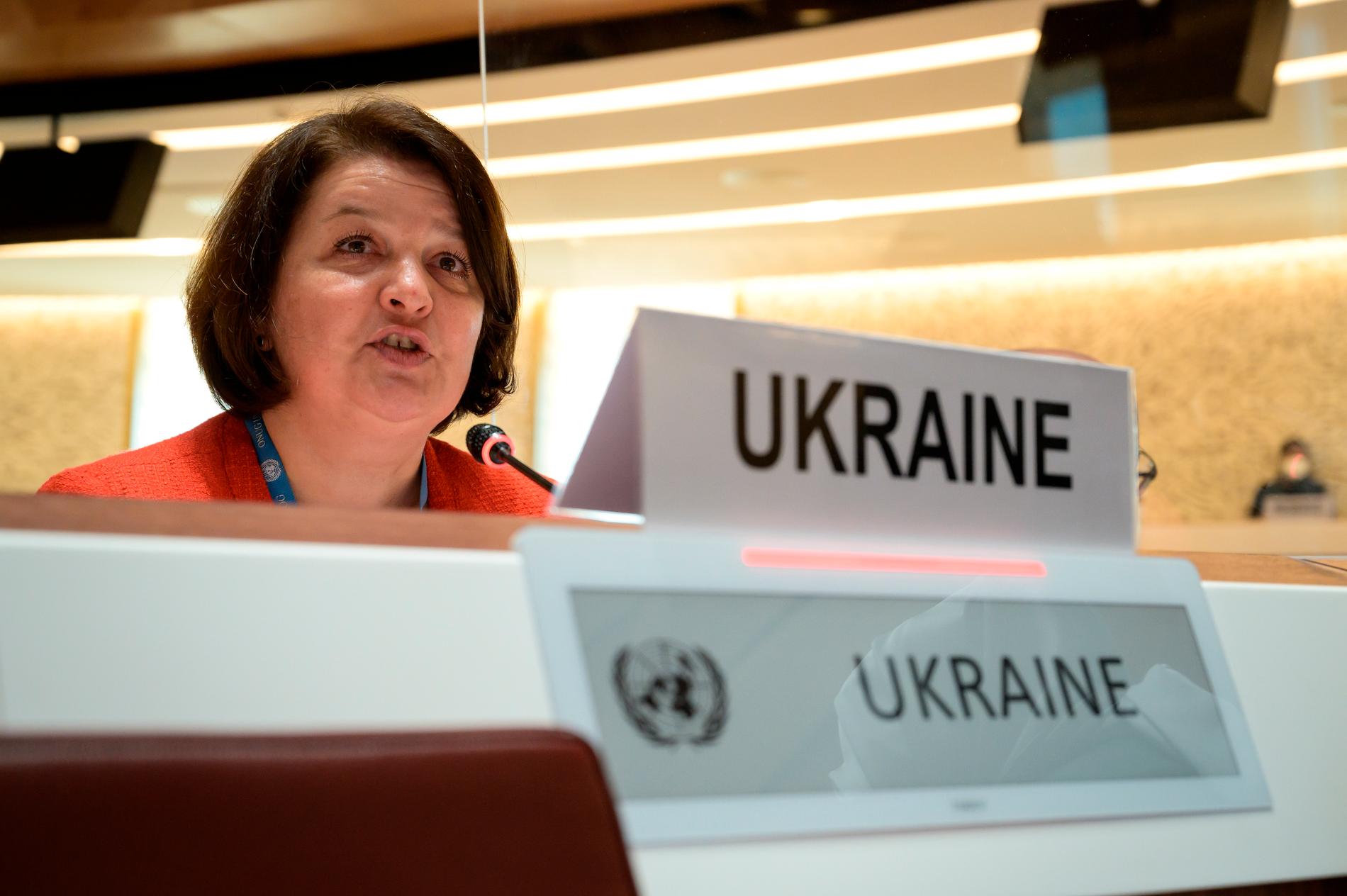 Ukrainas FN-ambassadör Jevhenija Filipenko. Arkivbild.