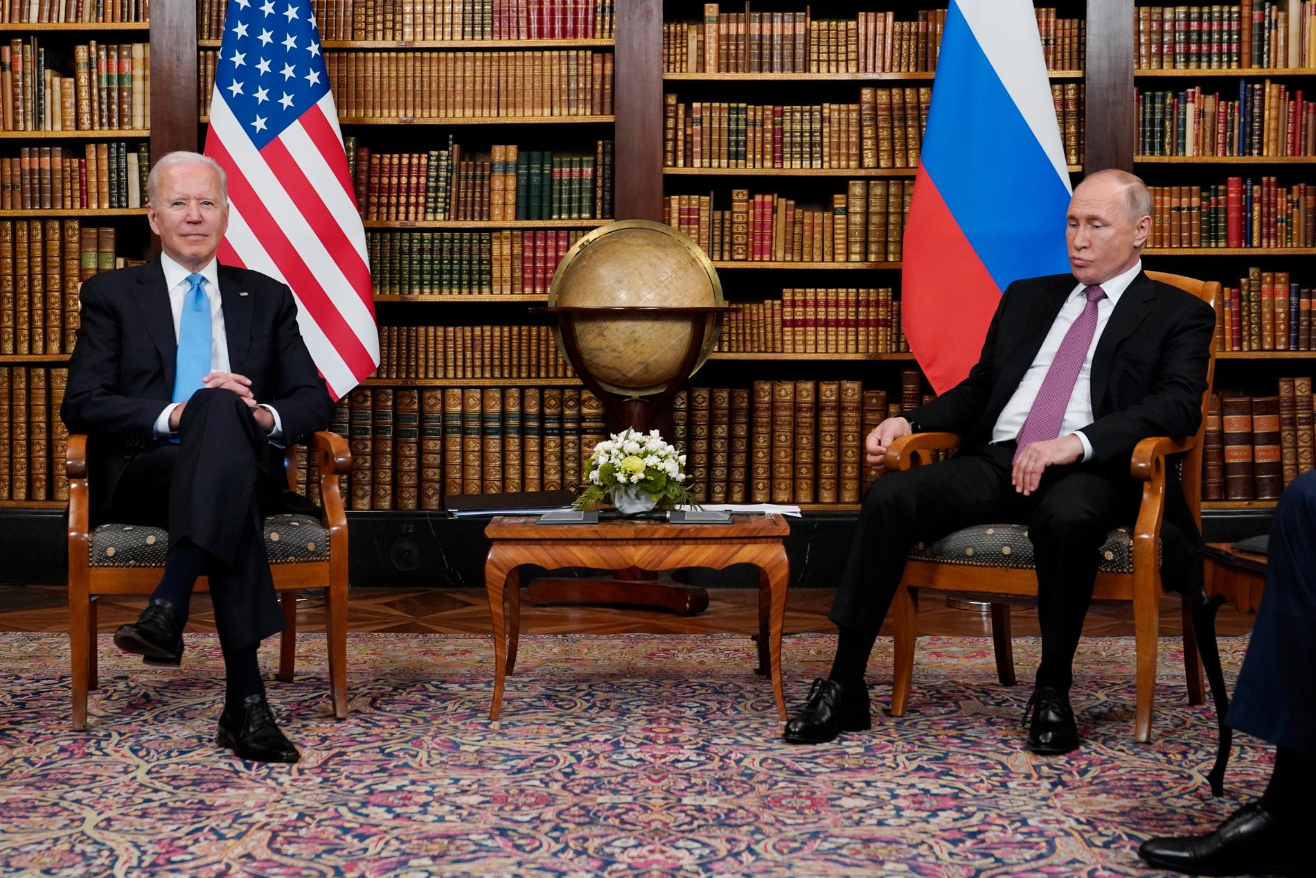 Joe Biden och Vladimir Putin. 