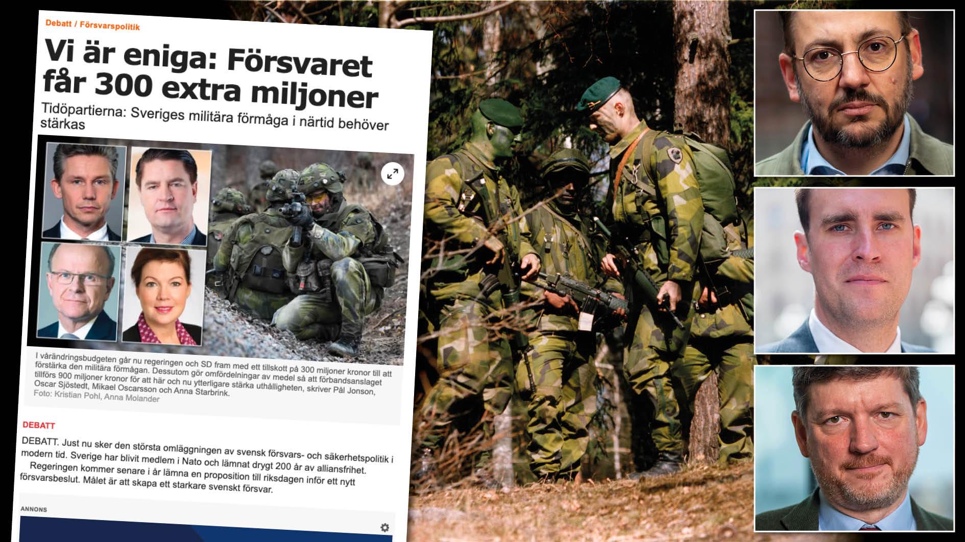 Att varna svenska folket för att det kan bli krig för att sedan under följande tre månader inte komma med något annat besked än 300 miljoner till försvaret i en vårbudget, det duger inte. Replik från Centerpartiet.