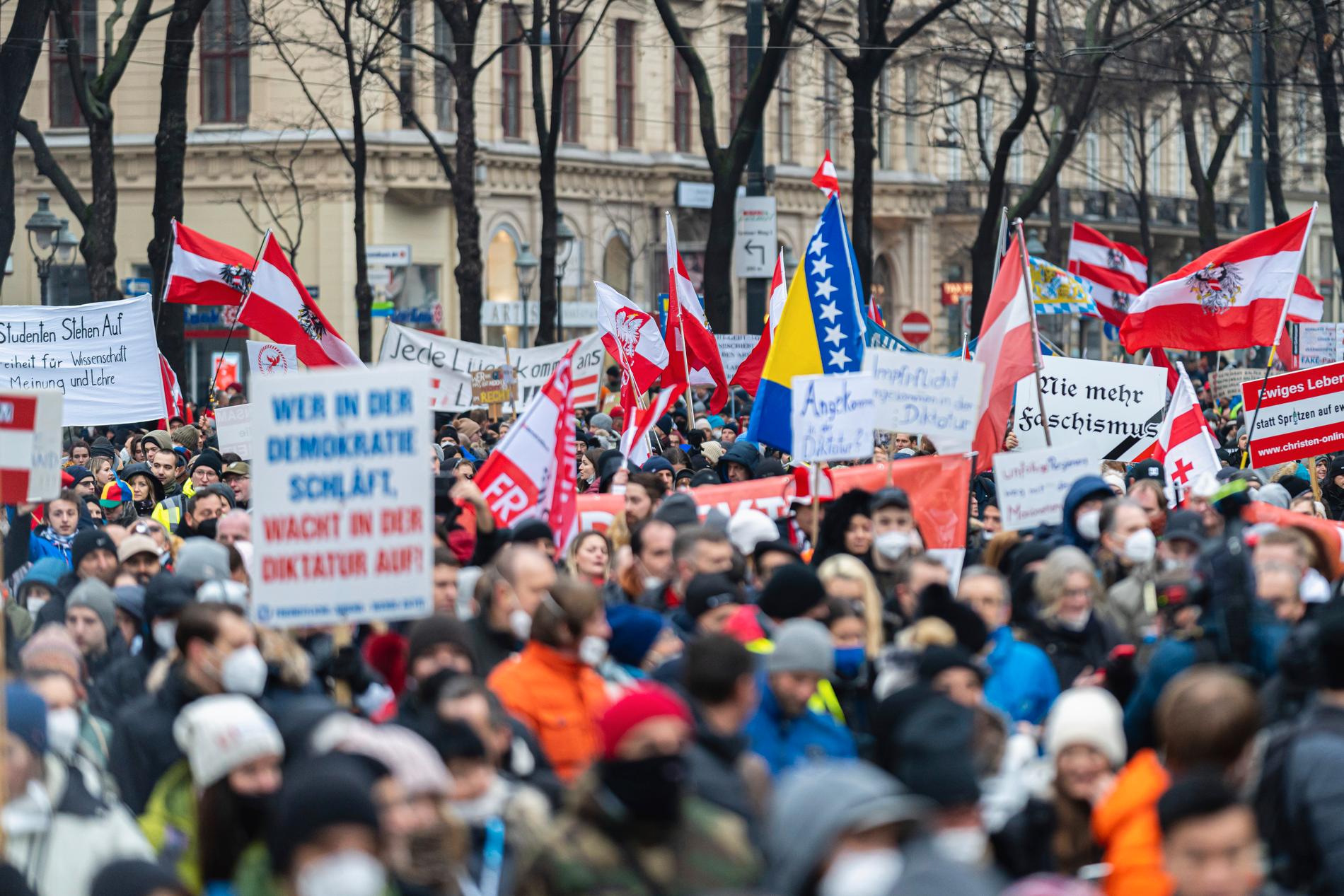 Tiotusentals demonstrerade i Wien.