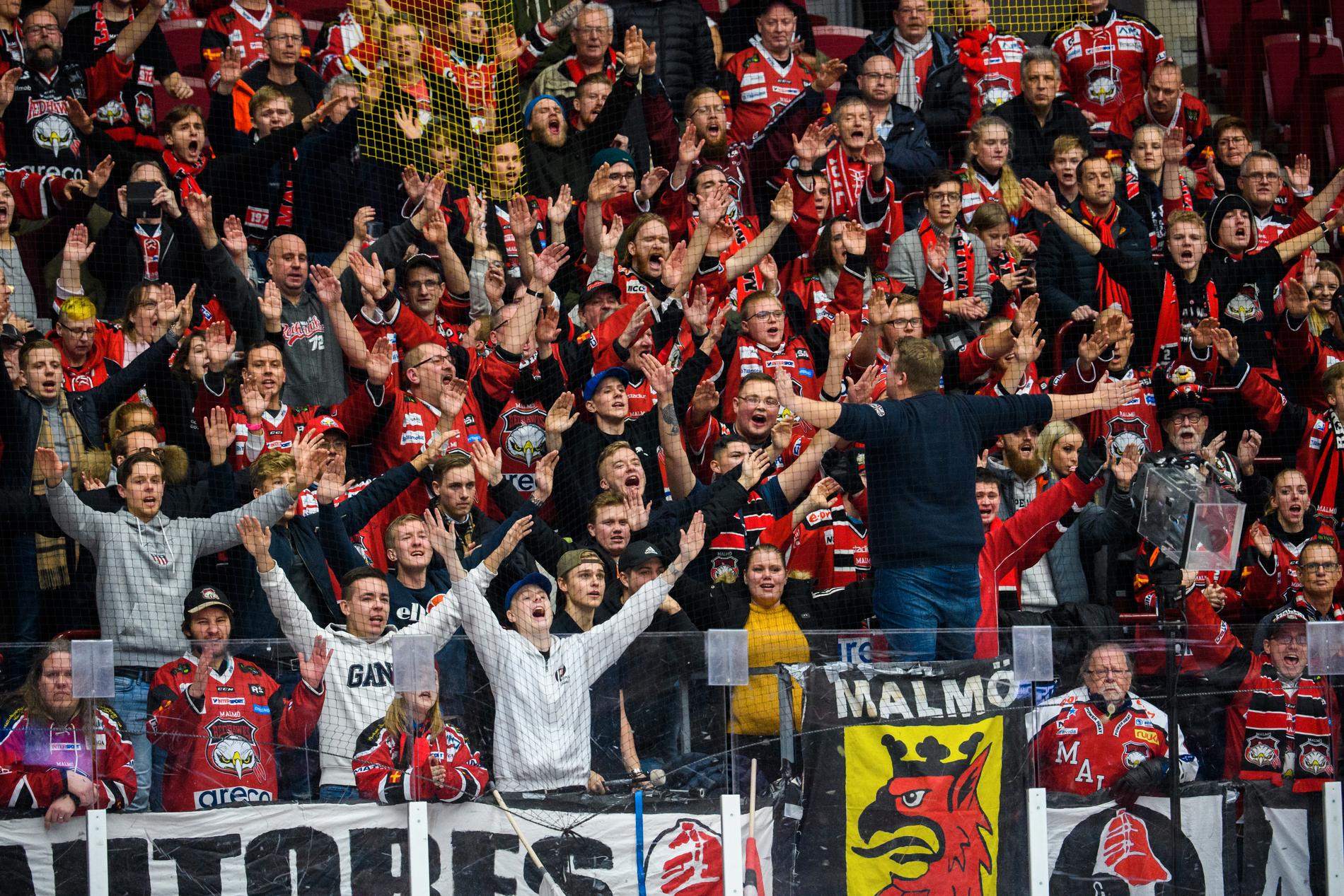 Malmö Redhawks har en lojal kärna med supportrar på sin ståplatssektion. 