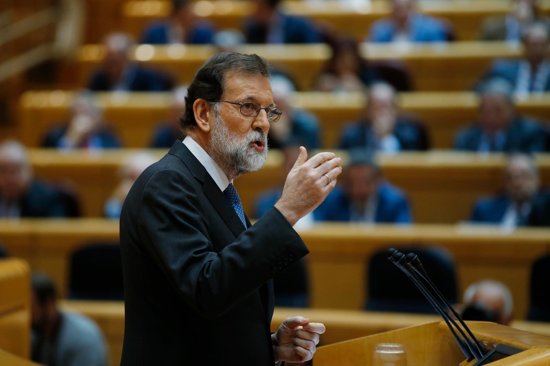 Spaniens premiärminister Mariano Rajoy (PP) talade inför senatens omröstning om att upphäva Kataloniens självstyre.