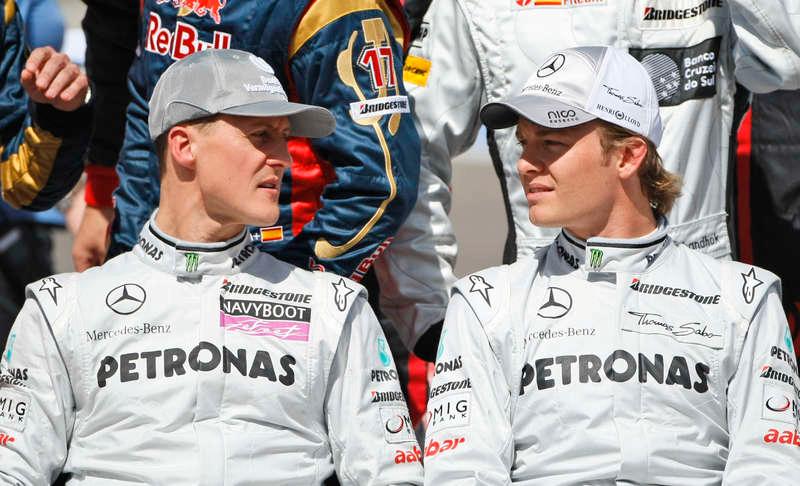 mentor  Michael Schumacher tog Nico Rosberg under sina vingar när de båda började köra för Mercedes 2010. ”Det var väldigt speciellt”, säger Rosberg.