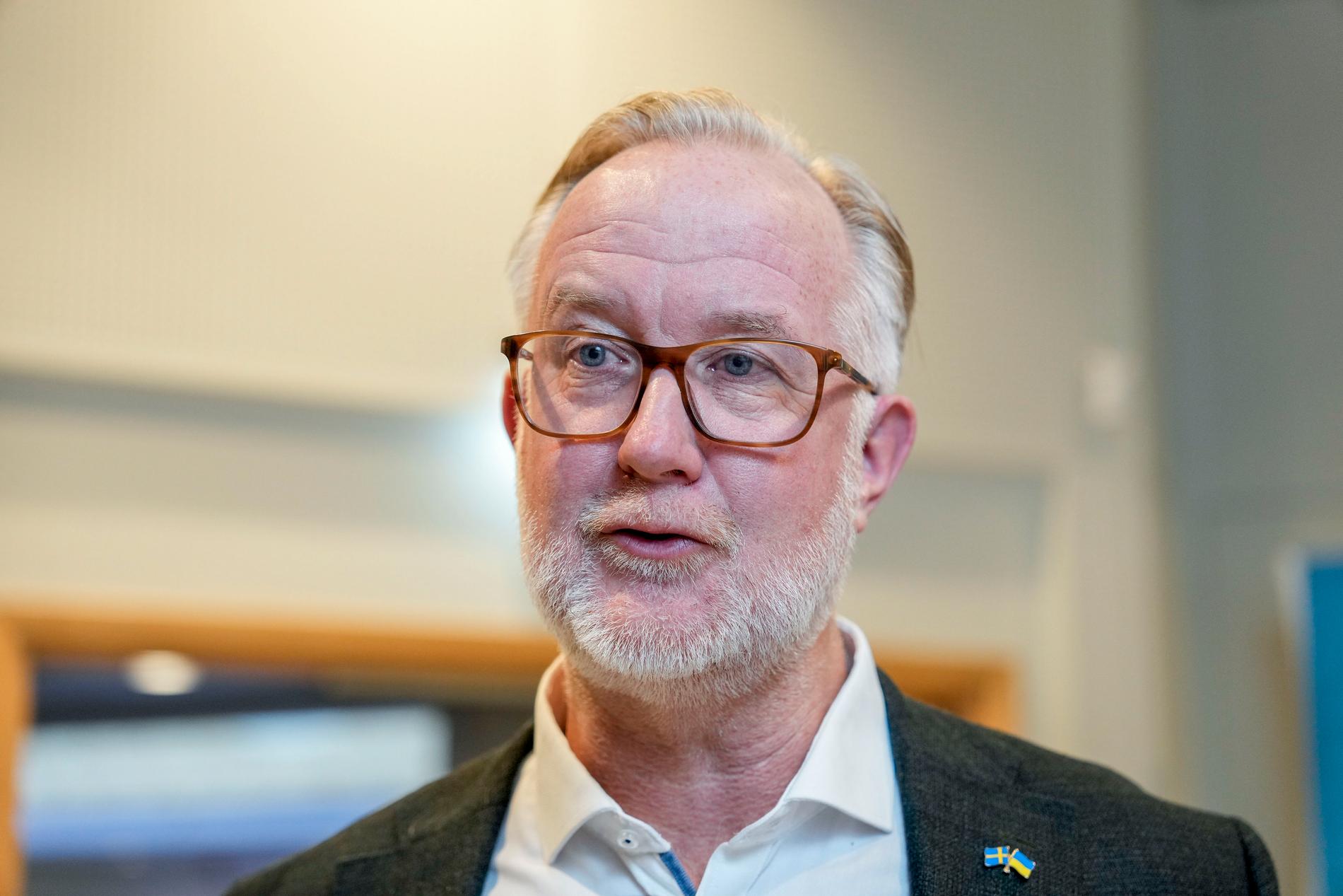 Partiledare Johan Pehrson under Liberalernas landsmöte på Linköping Konsert & Kongress.