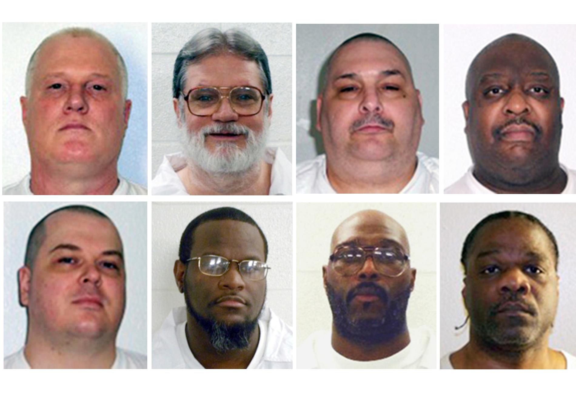 Samtliga åtta män som dömts till döden. Kenneth Willams är nummer två från vänster på den understa raden.