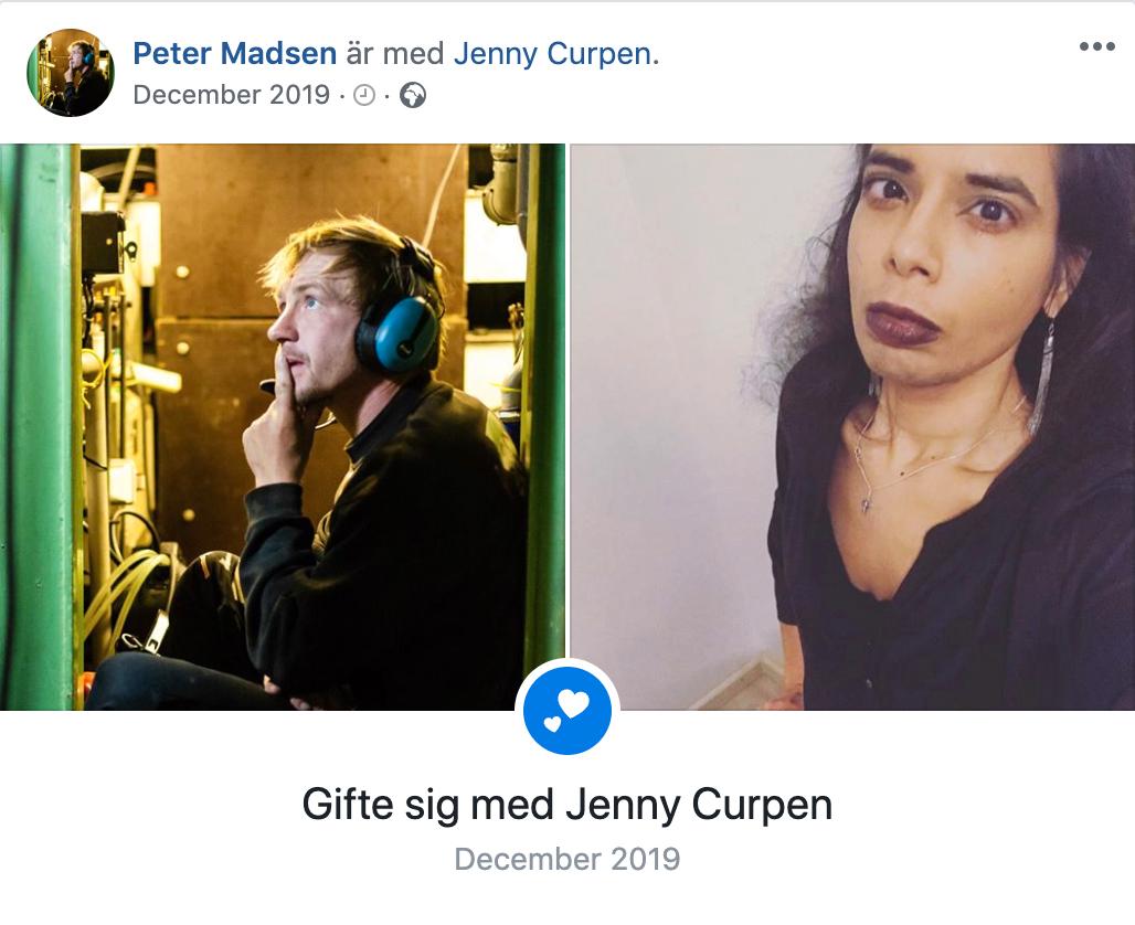 Peter Madsen har gift sig med Jenny Kurpen, 39.