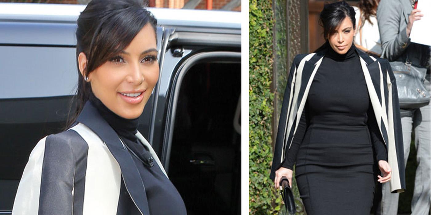 Gravida Kim Kardashian på väg till ett affärsmöte i LA.