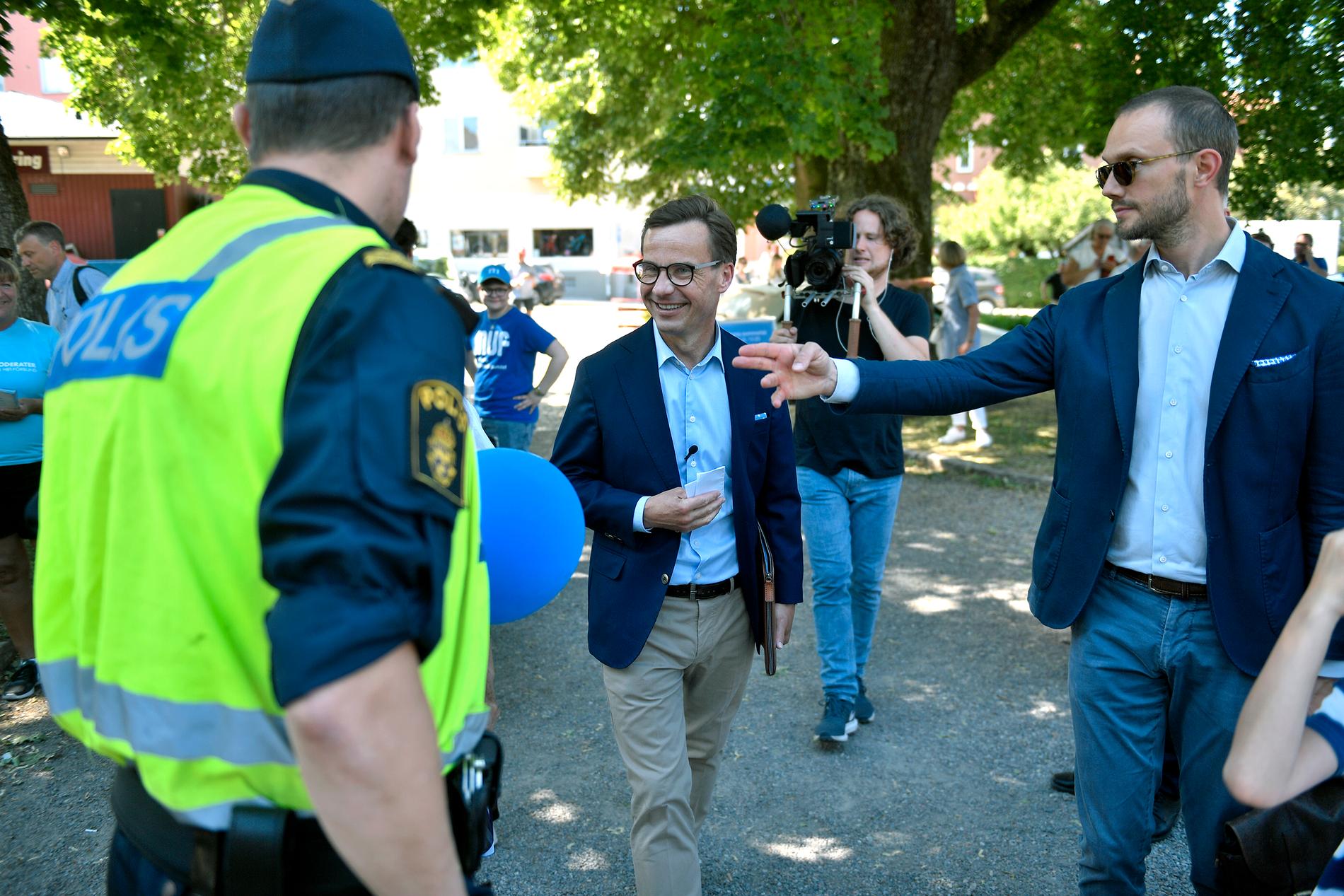 Moderatledaren Ulf Kristersson sommartalar i Strängnäs.