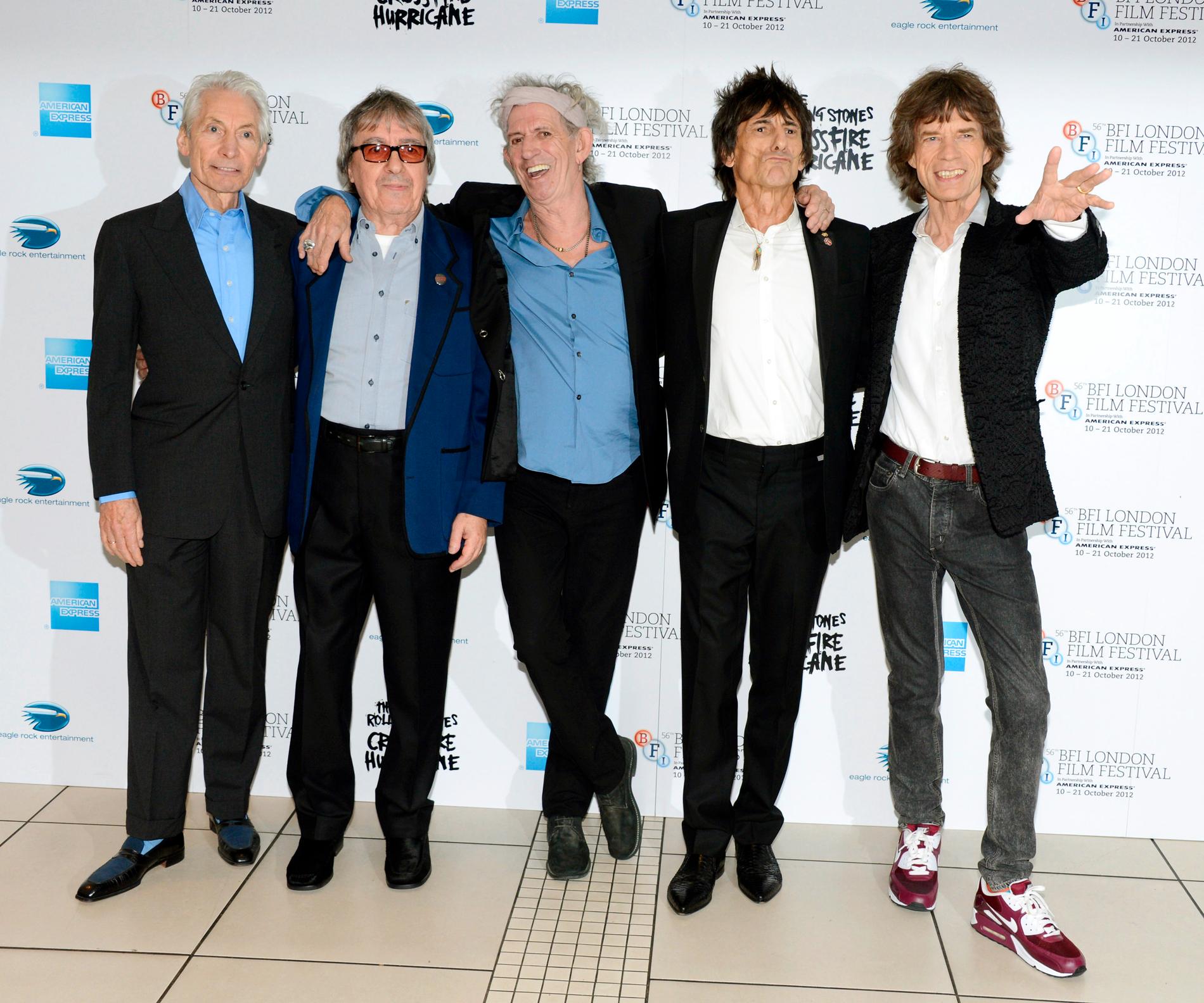 Charlie Watts, Bill Wyman, Keith Richards, Ronnie Wood och Mick Jagger 2012