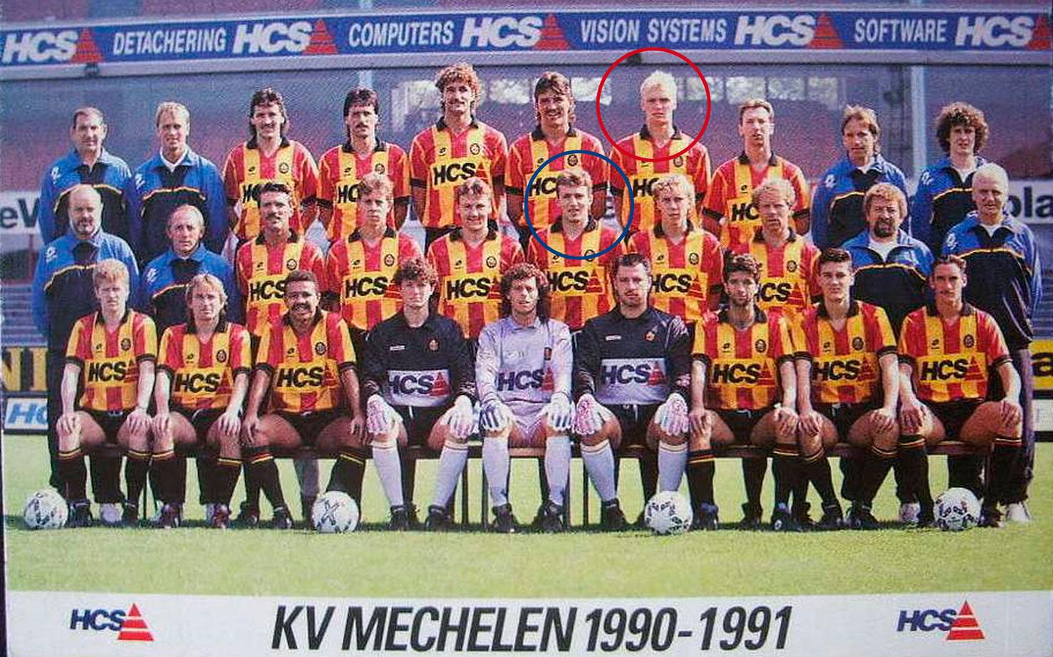 Klas Ingesson (röd ring) och Marc Wilmots (blå) spelade tillsammans i Mechelen säsongen 1990/91.