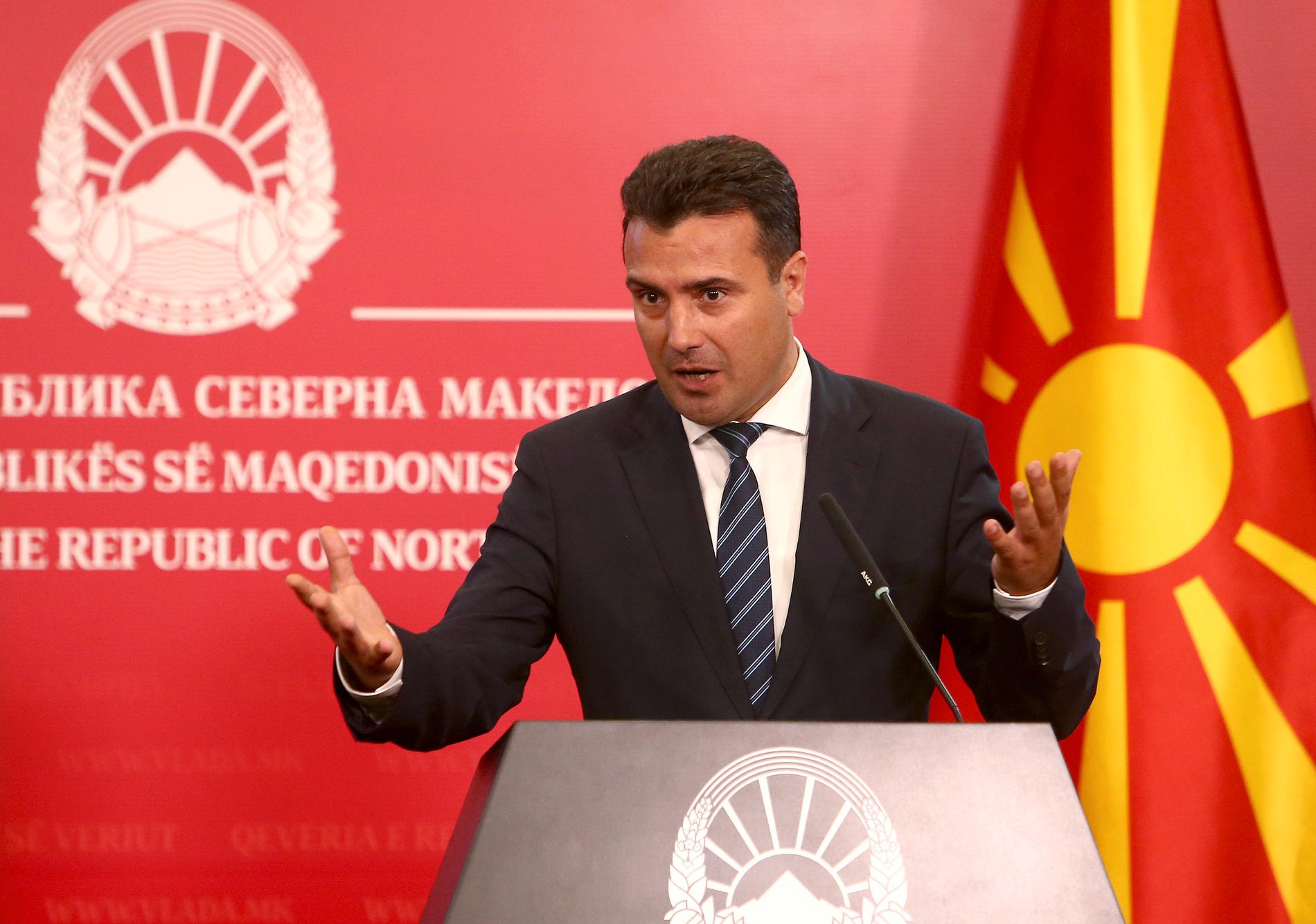 Nordmakedoniens premiärminister Zoran Zaev hoppas få klartecken för att börja förhandla om EU-medlemskap. Arkivfoto.