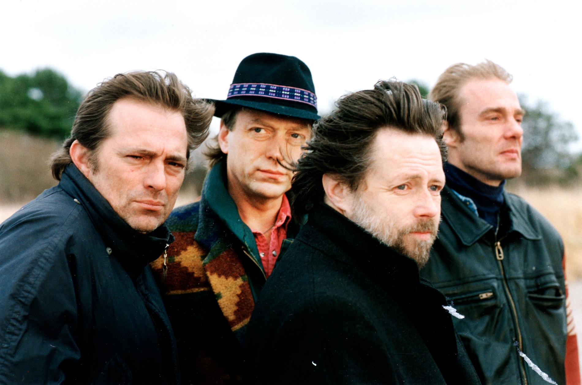 Bandet Grymlings på Gotland. Från vänster: Mikael Rickfors, Pugh Rogefeldt, Göran Lagerberg och Magnus Lindberg. 
