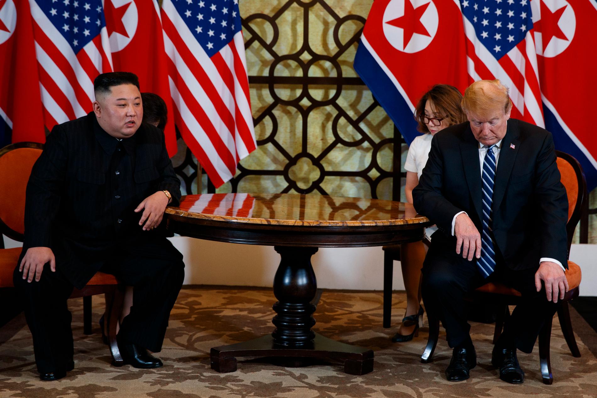 Kim Jong-un och Donald Trump under onsdagen. 