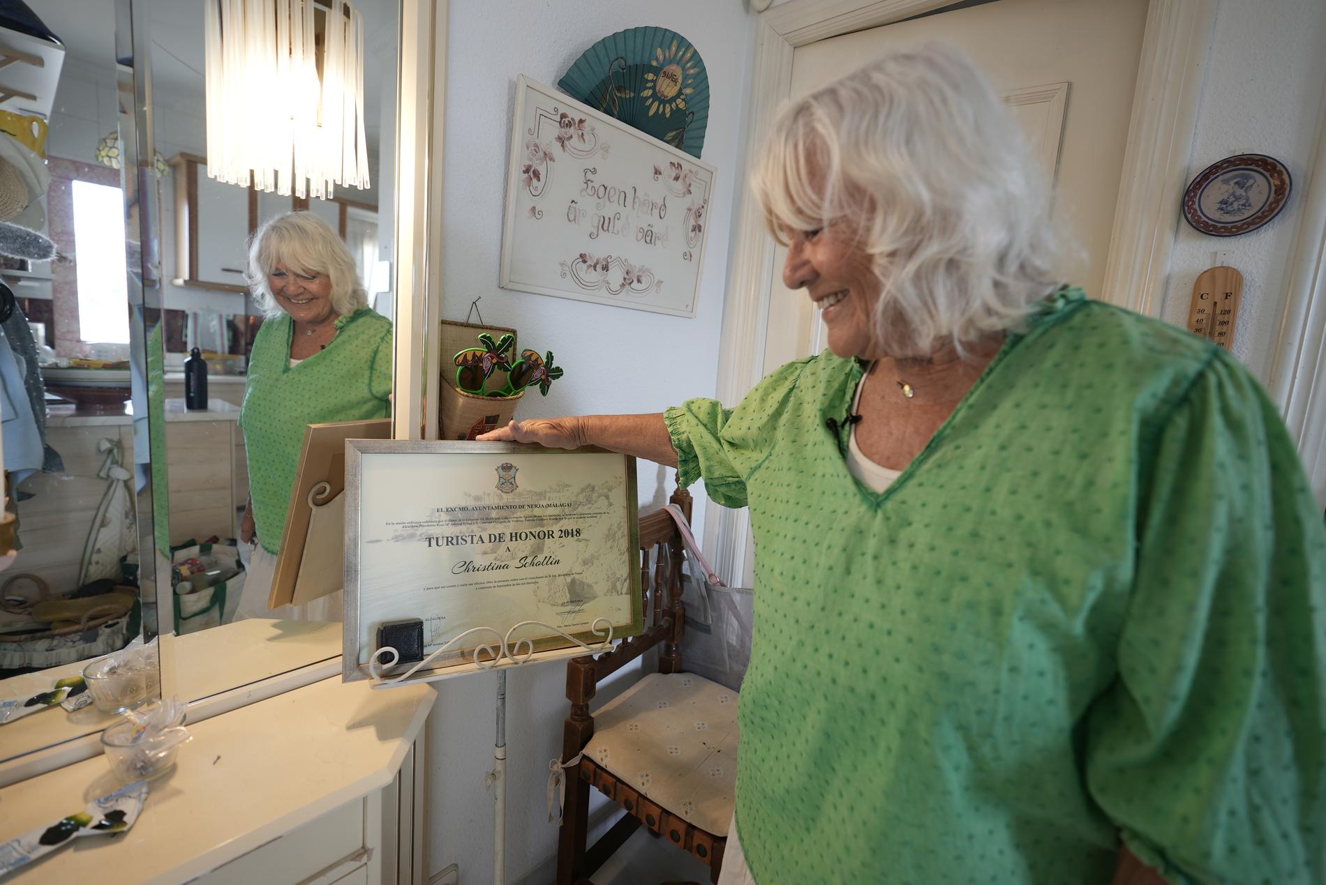 Christina Schollins bidrag till turismen i Nerja gav henne utmärkelsen hedersmedborgare.
