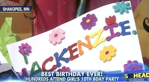 Mackenzie fick en bra 10-årsdag trots allt. Foto: Faksimil Fox News.