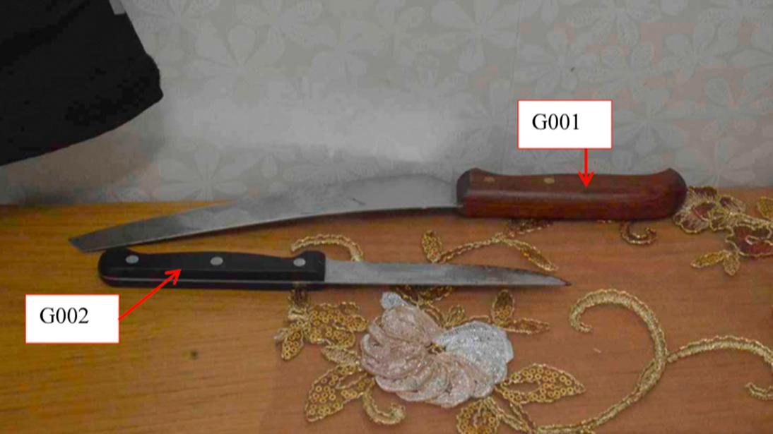 Knivar som togs i beslag efter händelsen. 