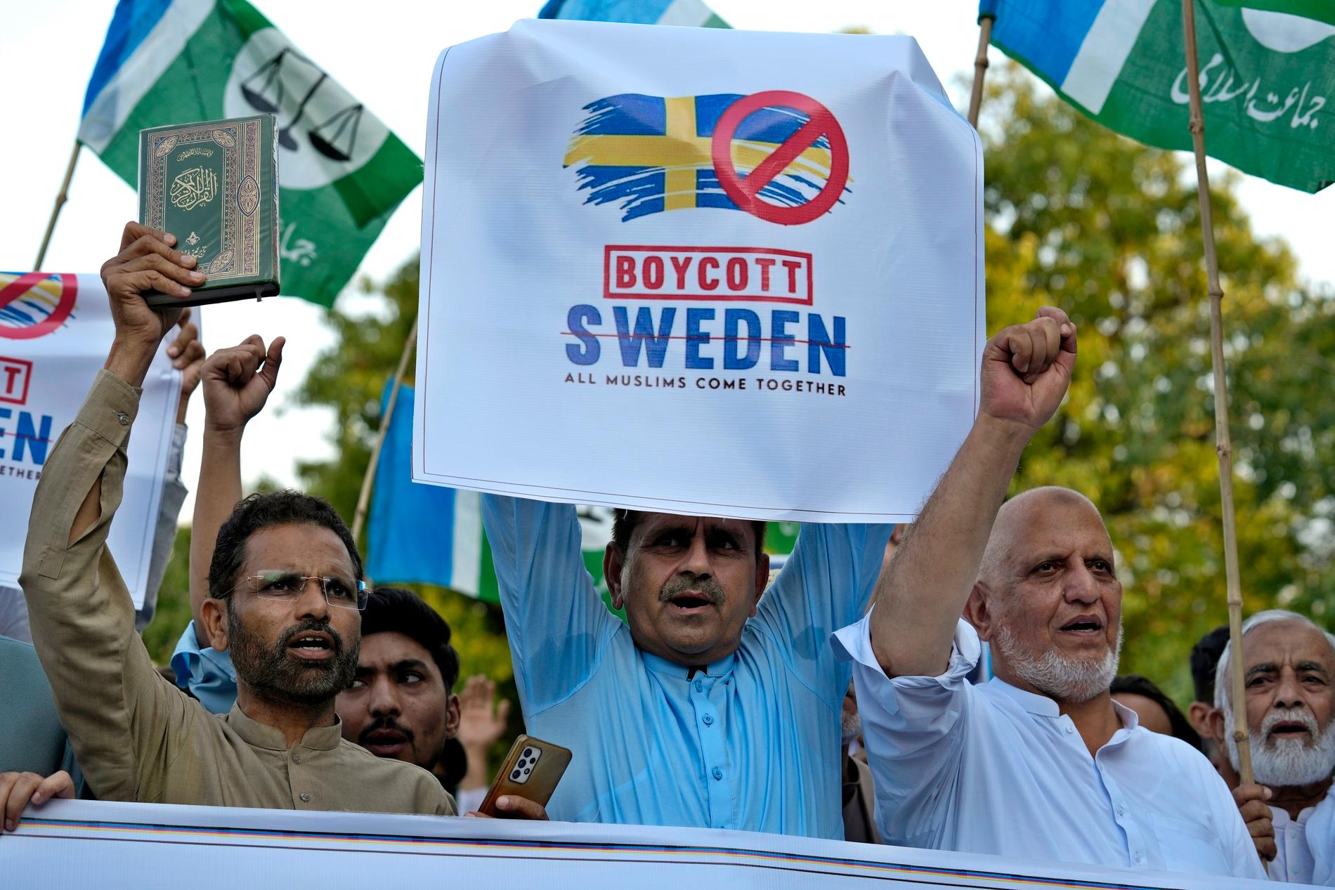 Protester mot Sverige i Pakistan.