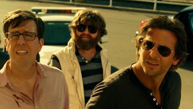Bradley Cooper, Zach Galifianakis, Ed Helms i den  tredje ”Baksmällan”-filmen.