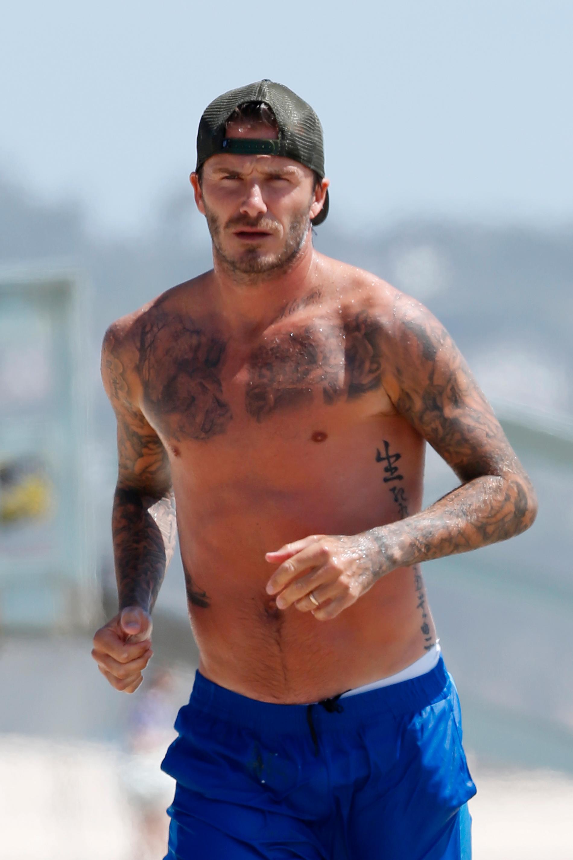 Beckham och hans tatueringar på löprunda