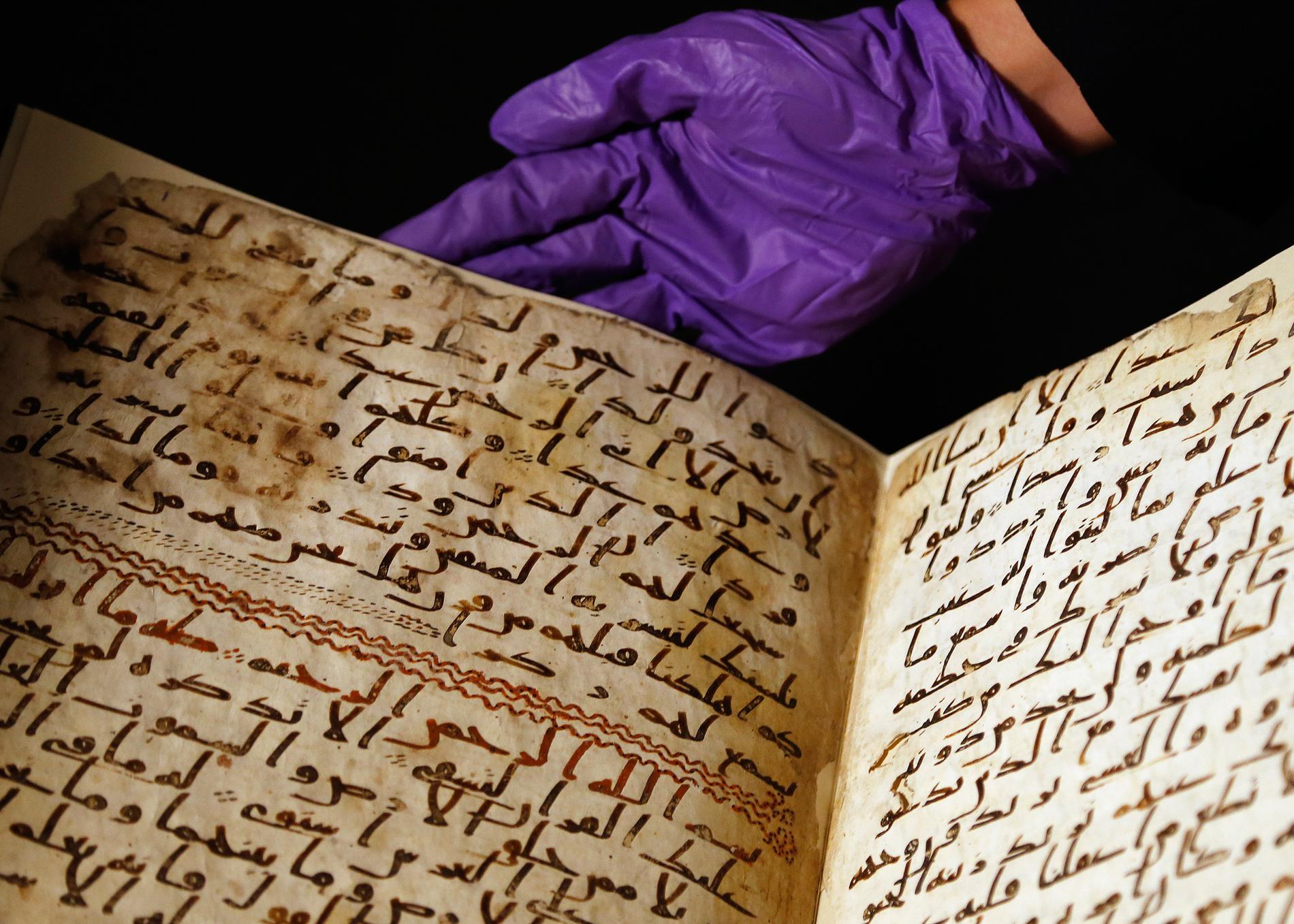 Urkund Koranfragmenten som finns på universitetet i Birmingham är sannolikt från mellan år 568 och 645. Foto: Frank Augstein