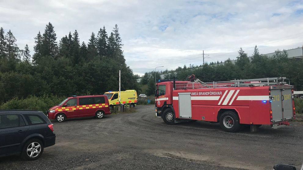Räddningspådrag efter olyckan i Umeå.
