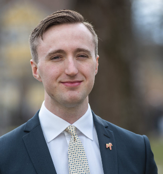 Rasmus Giertz, 28, är ordförande för Sverigedemokraterna i Dalarna.