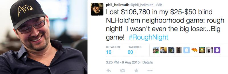 Phil Hellmuth berättade själv om sina förluster mot grannar och vänner på Twitter.