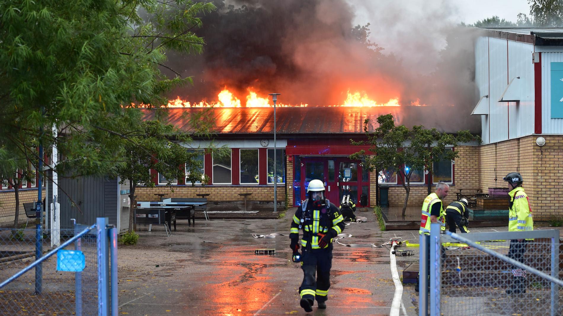 Skolan Vittra Kungshagen i Nyköping förstördes i juli. Arkivbild.