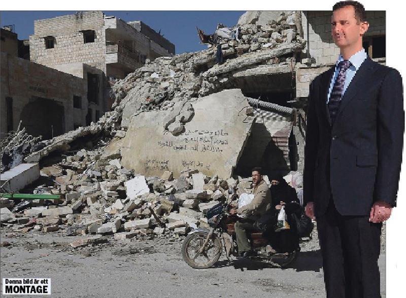Världen vänder syrien ryggen  Förra fredagen använde regeringsstyrkor, som lyder under, president al-Assad, klusterbomber mot civila i ett bostadsområde i Aleppo. Det framstår som om världen har gett upp och bestämt sig för att ­Syriens framtid får avgöras på slagfältet. OBS! Bilden är ett montage.