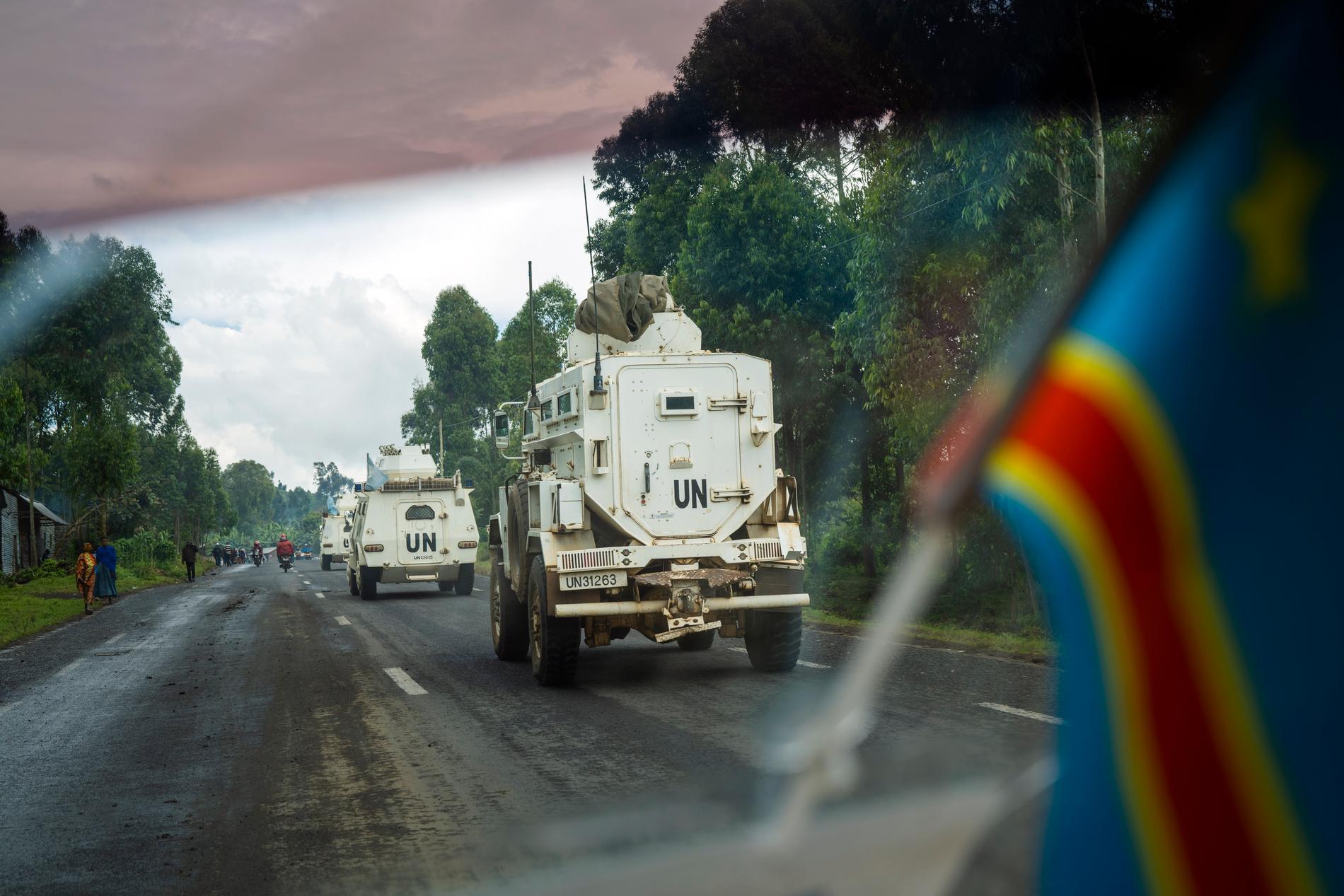 FN-fordon på patrull i östra Kongo-Kinshasa den 25 november. Arkivbild.