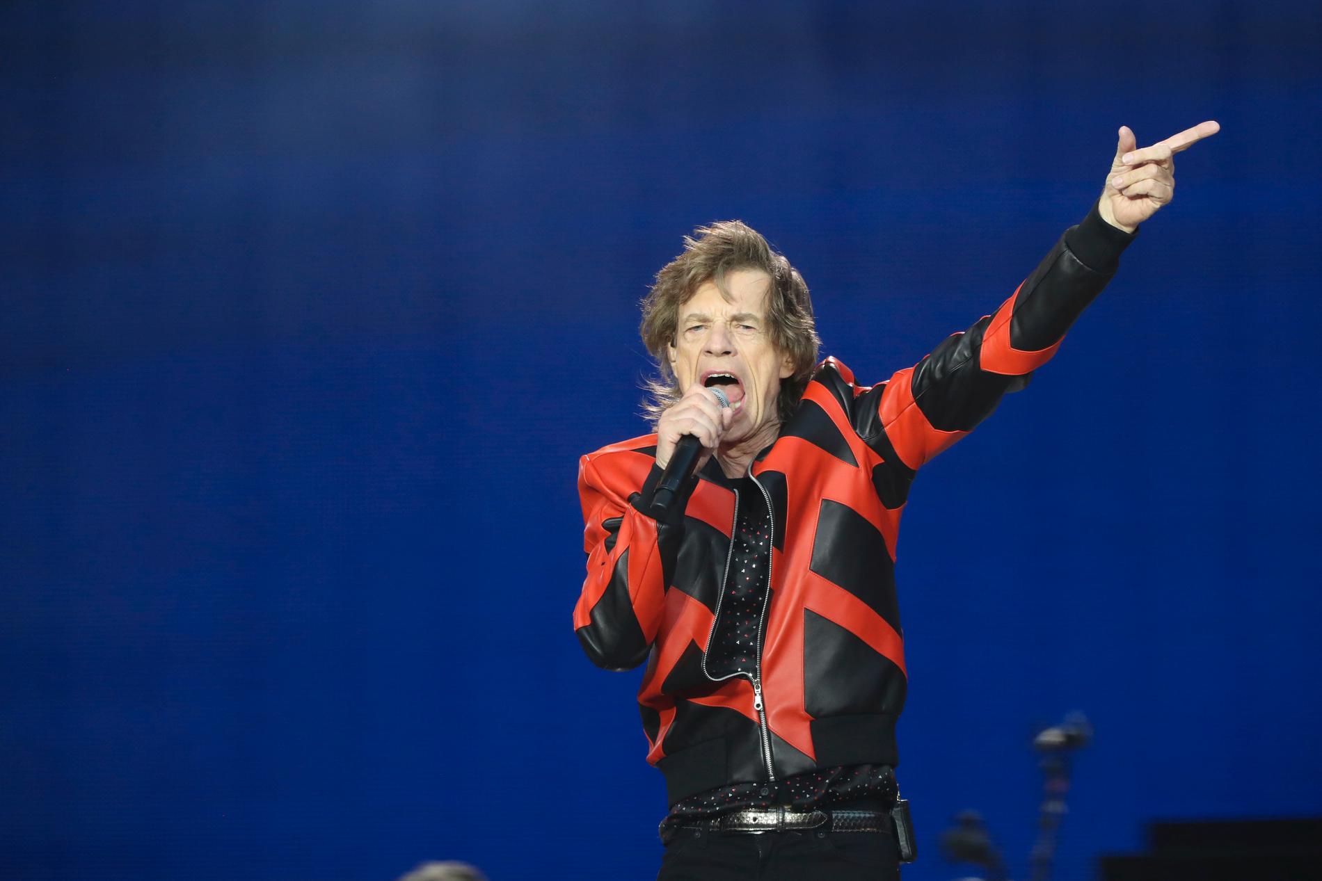 Mick Jagger i Rolling Stones på Anfield stadium i Liverpool, England, torsdag 9 juni 2022. 