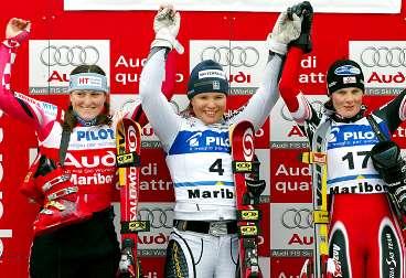 Storslalom, 25 januari 2003, Maribor: 1) Anja Pärson, Sverige 2.24,63 2) Nicole Hosp, Österrike +1,22 3) Martina Ertl, Tyskland +1,61