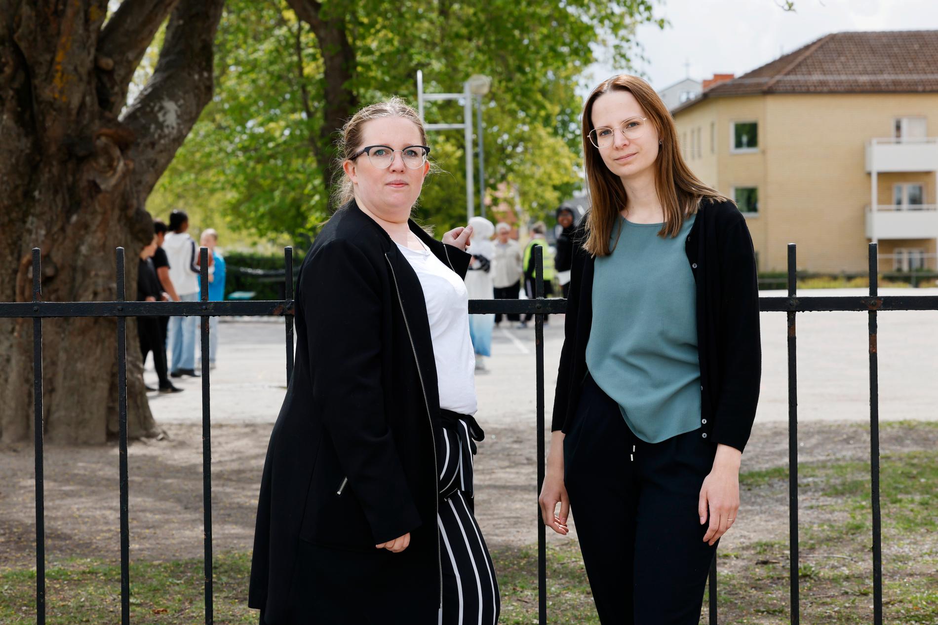 Louise Sedin jobbar som lågstadielärare och Linnea Lenander som skolkurator. 